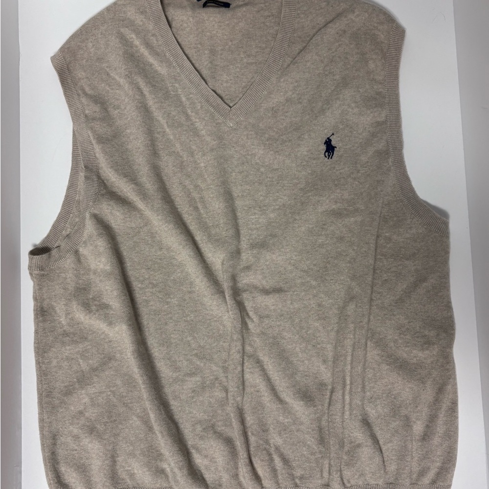 Ralph Lauren Men's Beige Golf V-Neck Sweater Vest